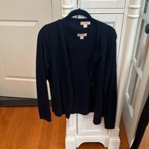 Brooks Brothers Navy Cardigan and Shell Sweater Set